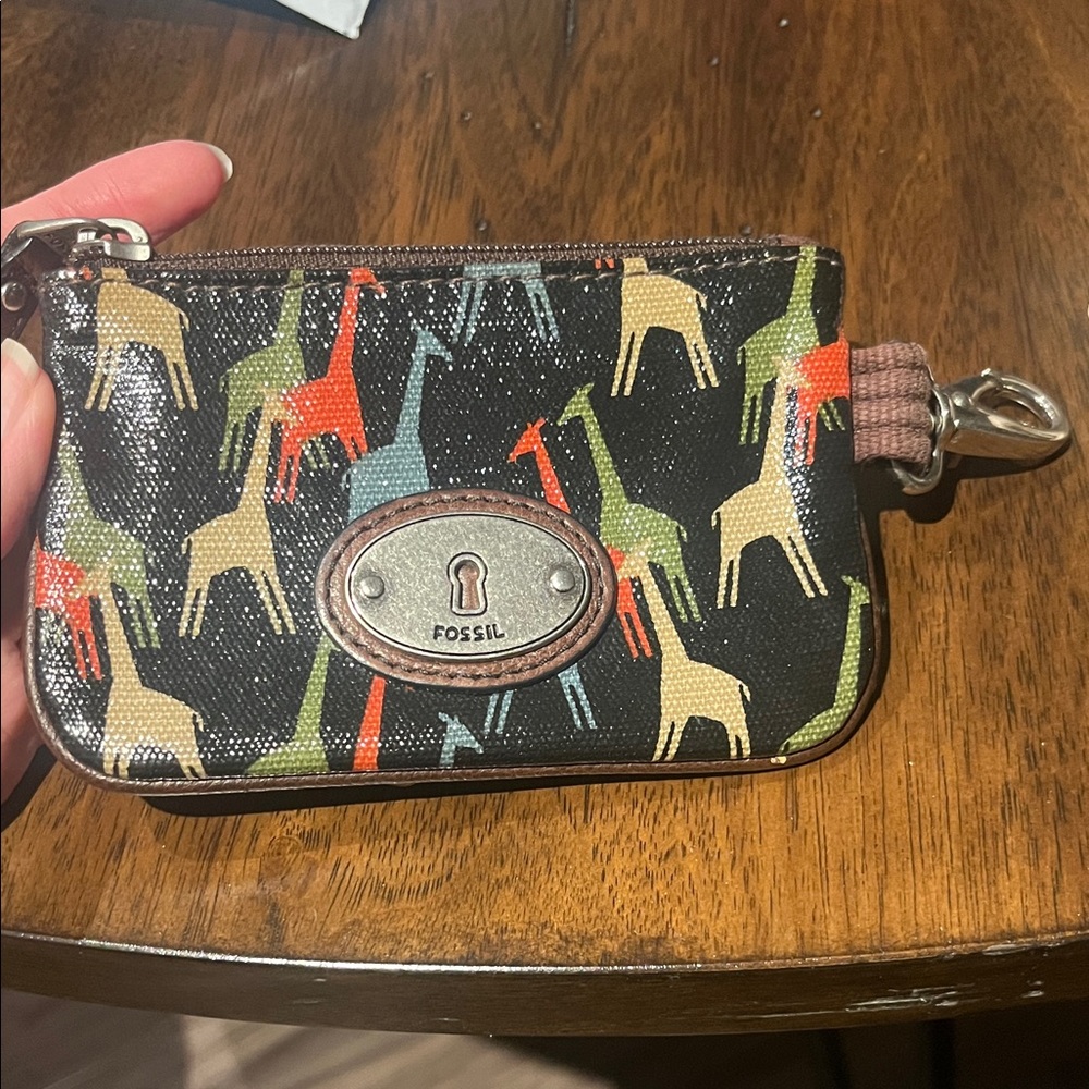 Fossil Multicolor Giraffe Print Coin Pouch